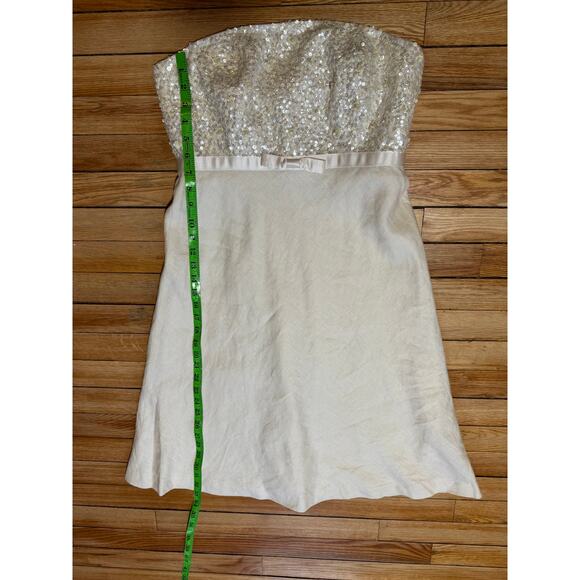 J. Crew | Everlyn Sequined Beaded Ivory Linen Strapless Dress | Size 6 - Picture 15 of 16
